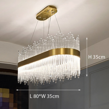 Kristy Modern Round/Rectangular Chain Chandelier, Gold