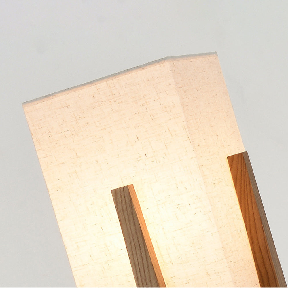Natürliche rechteckige Stehlampe aus Holz/Stoff von Ozawa