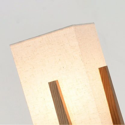 Natürliche rechteckige Stehlampe aus Holz/Stoff von Ozawa