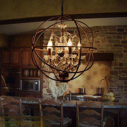Kristy Rustic Vintage Candle Metal Pendant Light Black/Rust Bedroom