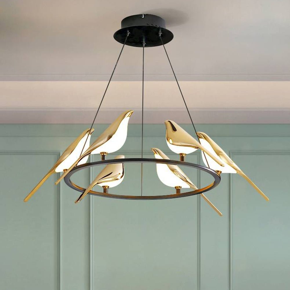 Arisha moderne Vogel-Pendelleuchte, Gold und Schwarz, 2 Stile