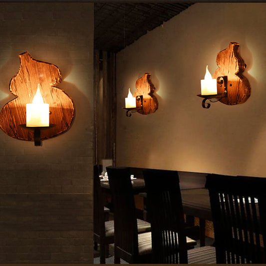 Applique d'Époque Cucurbitacées/Bougie Vintage, Bois/Métal, Salle à Manger