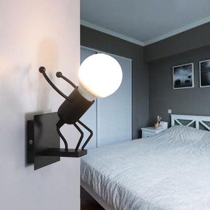 Arisha Modern Decorative Man Metal Wall Lamp, White/Black