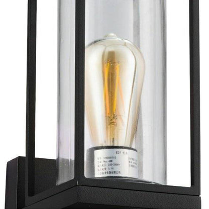 Ray Modern Rectangular Metal Outdoor Wall Lamp, Black