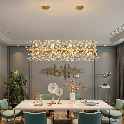 Arisha Luxury Lineal/Flower Chandelier, Gold, Metal/Crystal