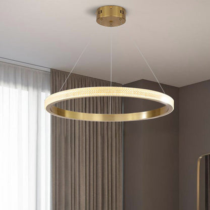 Suspension LED Kristy Modern Ring métal/acrylique, noir/or