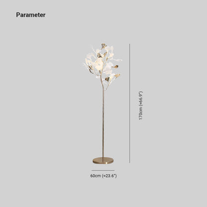 Olivia Floor Lamp Leaf Artistic, Ceramic/Metal, White/Gold, Study