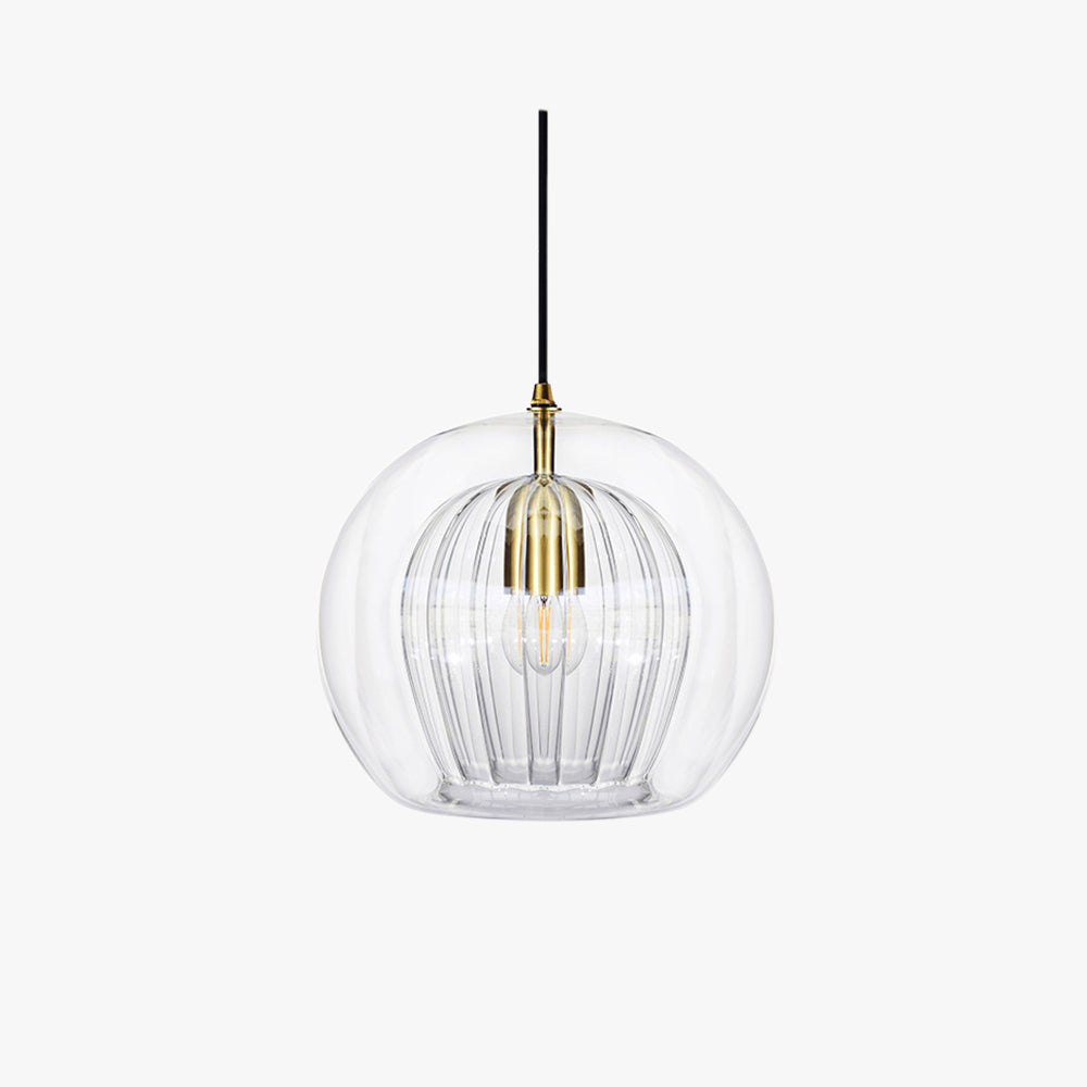 Suspension June en verre soufflé, coloris clair et ambre