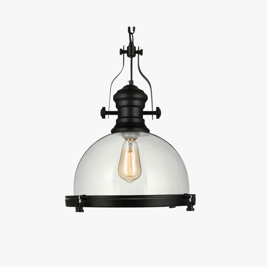 Silva Vintage halfronde glazen hanglamp, zwart