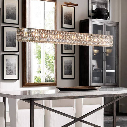 Lustre rectangulaire de luxe en cristal Kristy, 2 couleurs