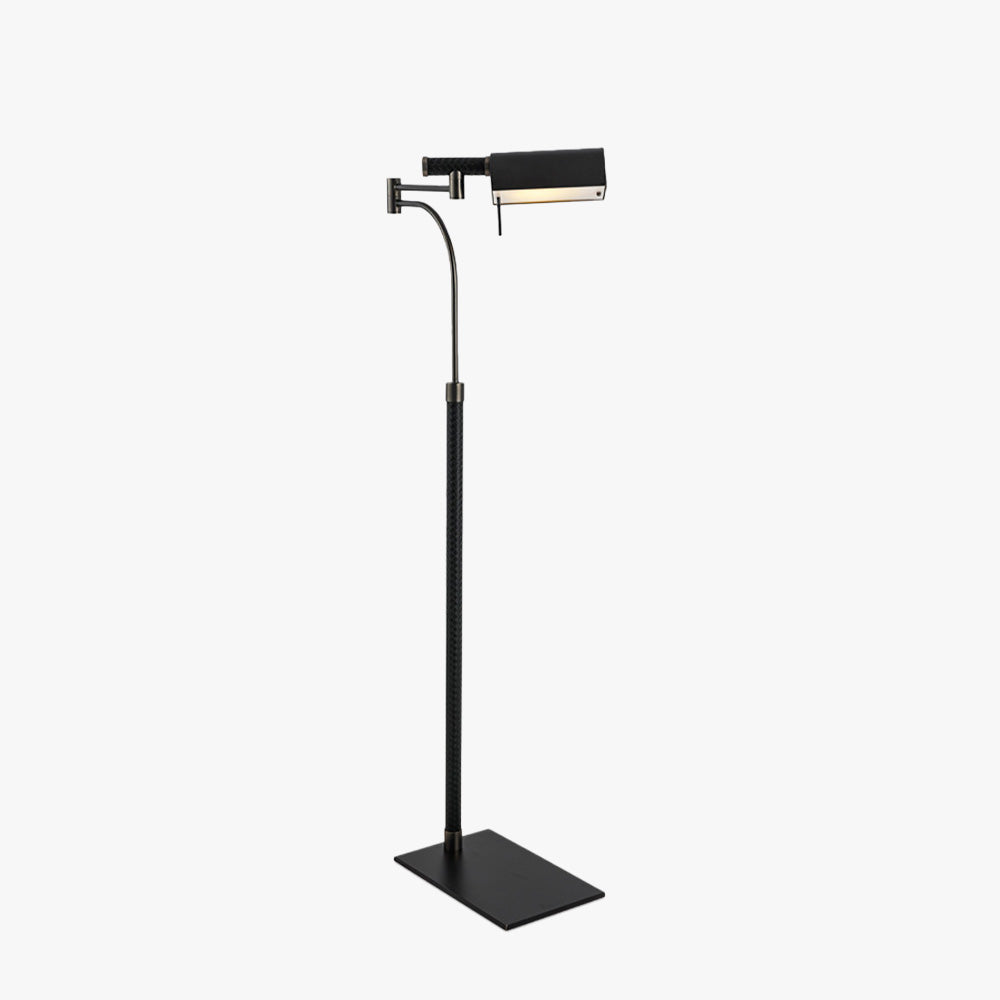 Moderne schwarze Stehlampe von Salgado Design, Leder und Metall