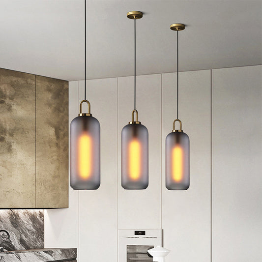 Valentina cilindervormige hanglamp van helder en glas, 2 kleuren
