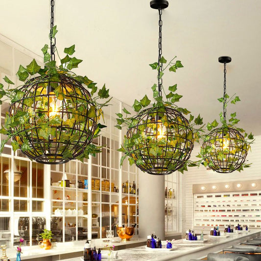 Ritta Rustic Plant Art Deco Globe Vine Pendant Light
