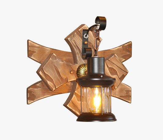 Epoch Vintage Candle & Lantern Applique LED, Bois/Métal, Or, Chambre