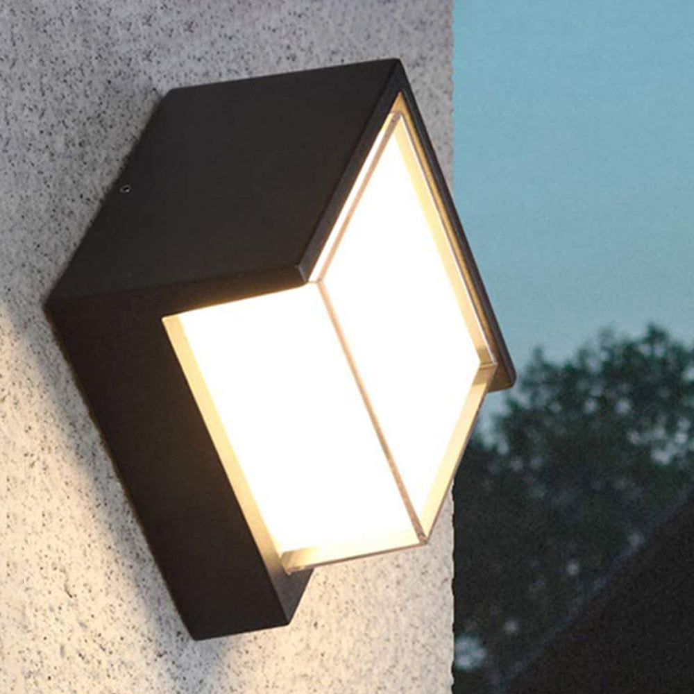 Ray Moderne quadratische Metall-Außenwandleuchte Schwarz Weiß