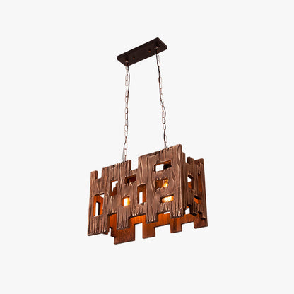 Epoch Rectangular Metal & Wood Pendant Light