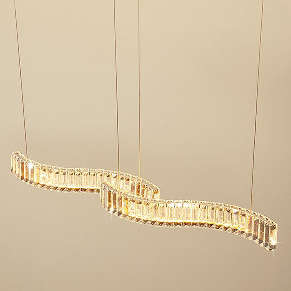 Kristy Luxury Wave Crystal/Metal Pendant Light, Silver/Gold
