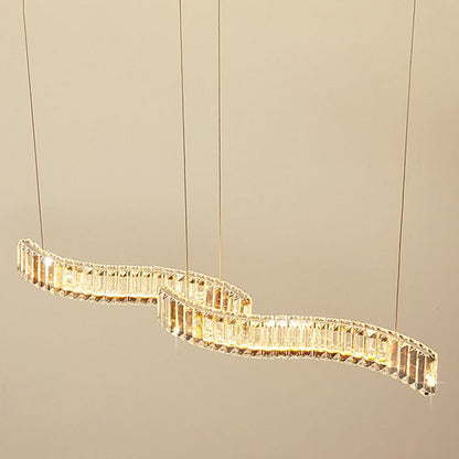 Kristy Luxury Wave Crystal/Metal Pendant Light, Silver/Gold