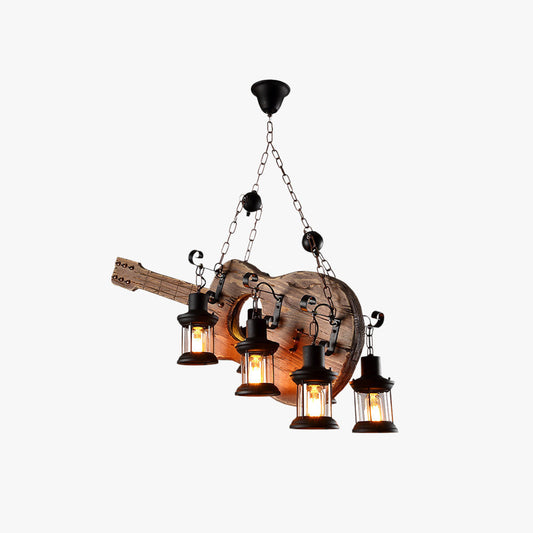 Epoch Retro-hanglamp voor gitaar, metaal en hout, 4 lampen