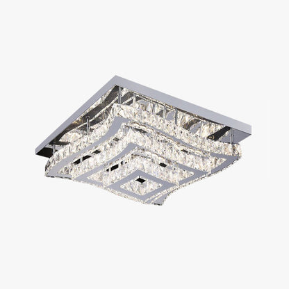 Kristy Luxury Square Metal/Glass Flush Mount Ceiling Light, Living Room