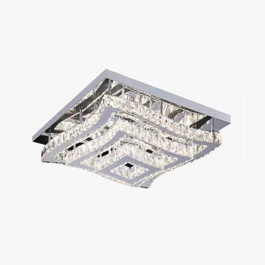 Kristy Luxury Square Metal/Glass Flush Mount Ceiling Light, Living Room