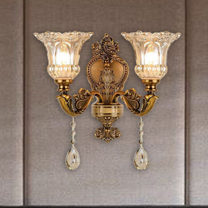 Ramiq Vintage Flor Metal/Glass Wall lamp, Gold