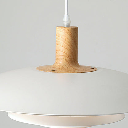 Moderne LED-Pendelleuchte Valentina aus weißem Holz und Metall für Schlafzimmer