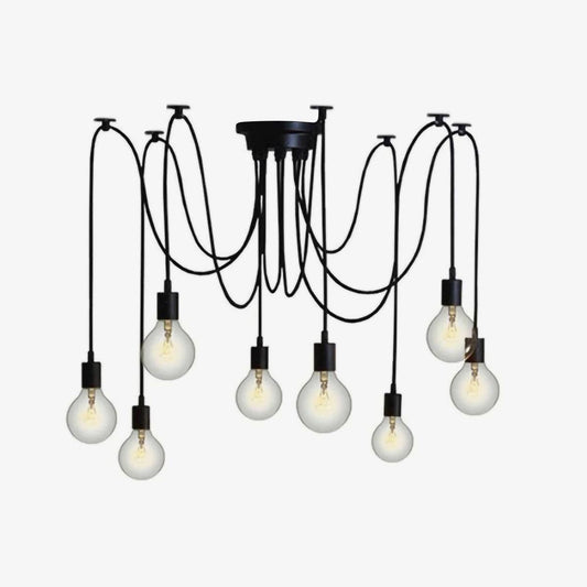 Silva Retro Country LED Spider kroonluchter, zwart/wit