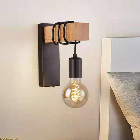 Silva Applique Ampoule Industrielle, Métal, Noir/Blanc, Salon