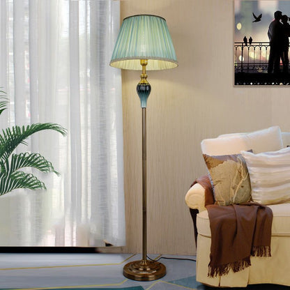 Eryn Antique Floor Lamp, Multi Colors, Metal/Fabric, Bedroom