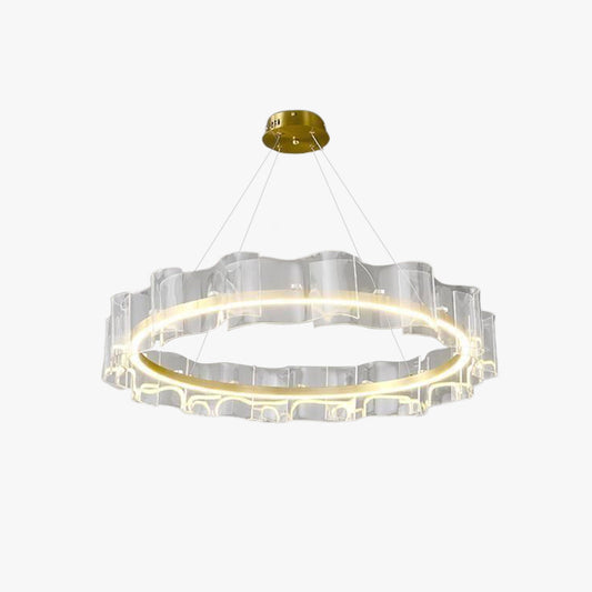 Lampada a sospensione Arisha Creative Ring in metallo/acrilico, oro
