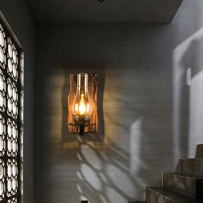 Epoch Wall Lamp Vintage Candle Wooden Glass, Bedroom