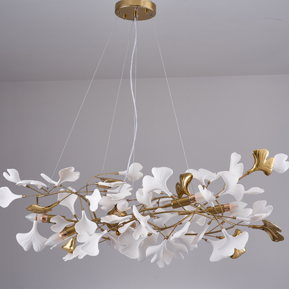 Olivia Luxury Ceramic Chandelier Large Foyer, Gingko leaf, Living Room