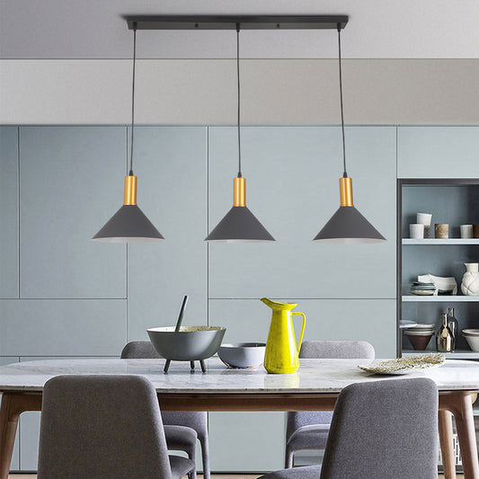 Lampada a sospensione a grappolo industriale conica moderna e minimalista Arisha, blu, metallo