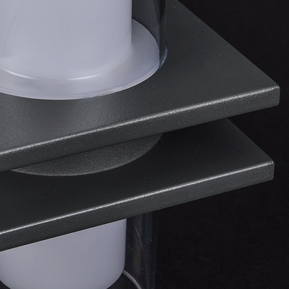 Ray moderne cilindrische metalen buitenwandlamp met 2 koppen, zwart