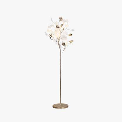 Olivia Floor Lamp Leaf Artistic, Ceramic/Metal, White/Gold, Study
