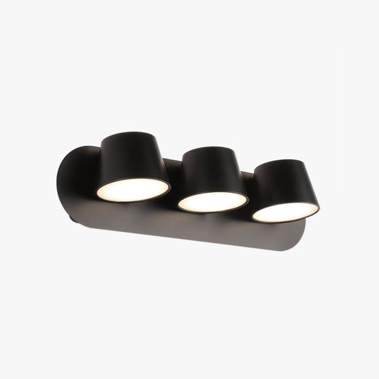 Arisha moderne cilindrische metalen spiegelwandlamp, zwart
