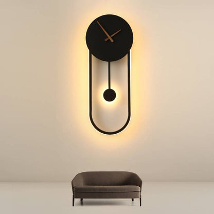 Arisha Nordic Clock Wall Lamp, Gold & Black