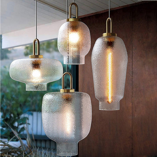 Valentina minimalistische hanglamp van geblazen mat helder glas