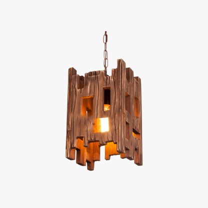 Epoch Retro Rectangular Metal & Wood Pendant Light