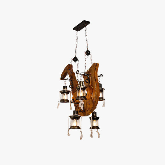 Epoch retro saxofoon metaal/hout hanglamp, walnoot