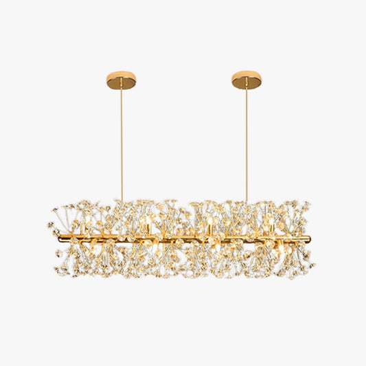 Arisha luxe lineaire/bloemkroonluchter, goud, metaal/kristal