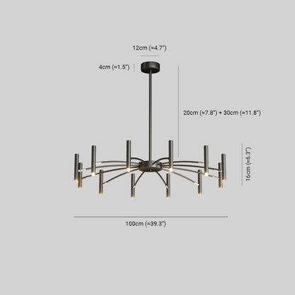 Arisha Modern Blown Linear Metal Multi-heads Chandelier