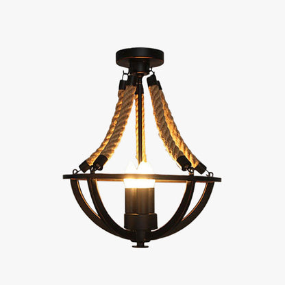 Alessio Vintage Rustic Swag Metal Pendant Light, Black