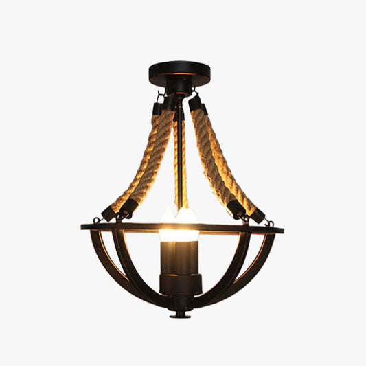 Alessio Vintage rustieke swag metalen hanglamp, zwart