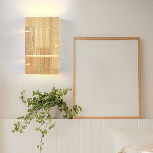 Muto Wandleuchte, rechteckig, minimalistisch, für Nachttisch, Holz, Schlafzimmer