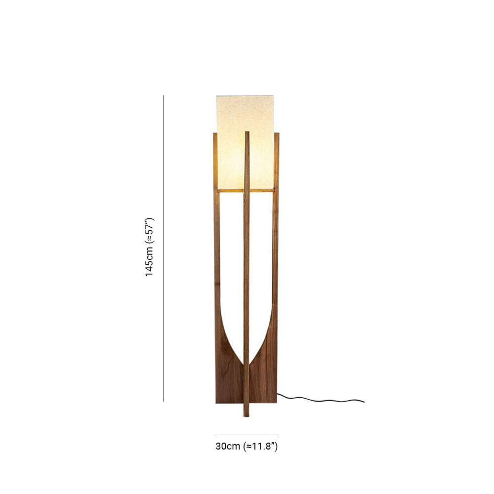 Natürliche rechteckige Stehlampe aus Holz/Stoff von Ozawa