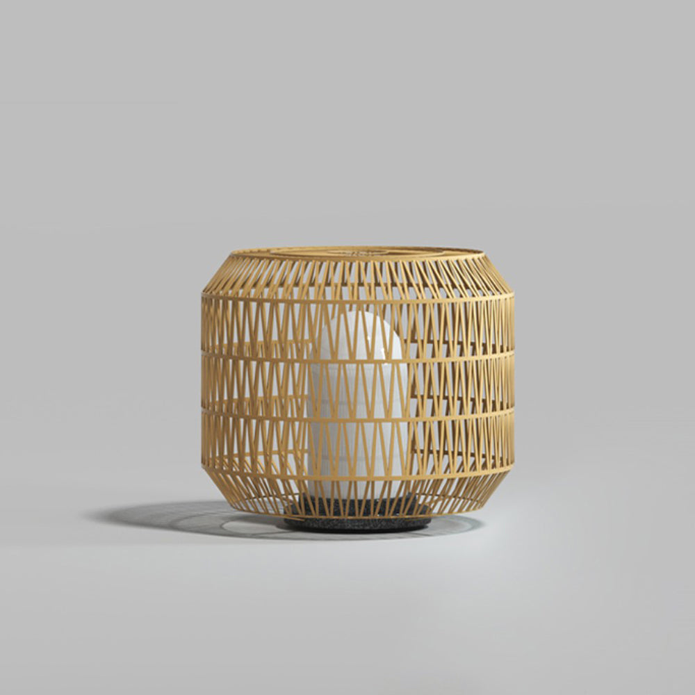 Ray Vintage Lantern Rattan Stehlampe, Festverdrahtet/Solar, Beige