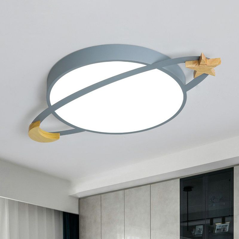 Arisha Modern Round Flush Mount Ceiling Light, Grey/White/Green