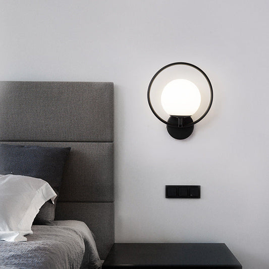 Valentina Moderne LED-Innenwandleuchte aus schwarzem/goldenem Glas für Schlafzimmer und Flur